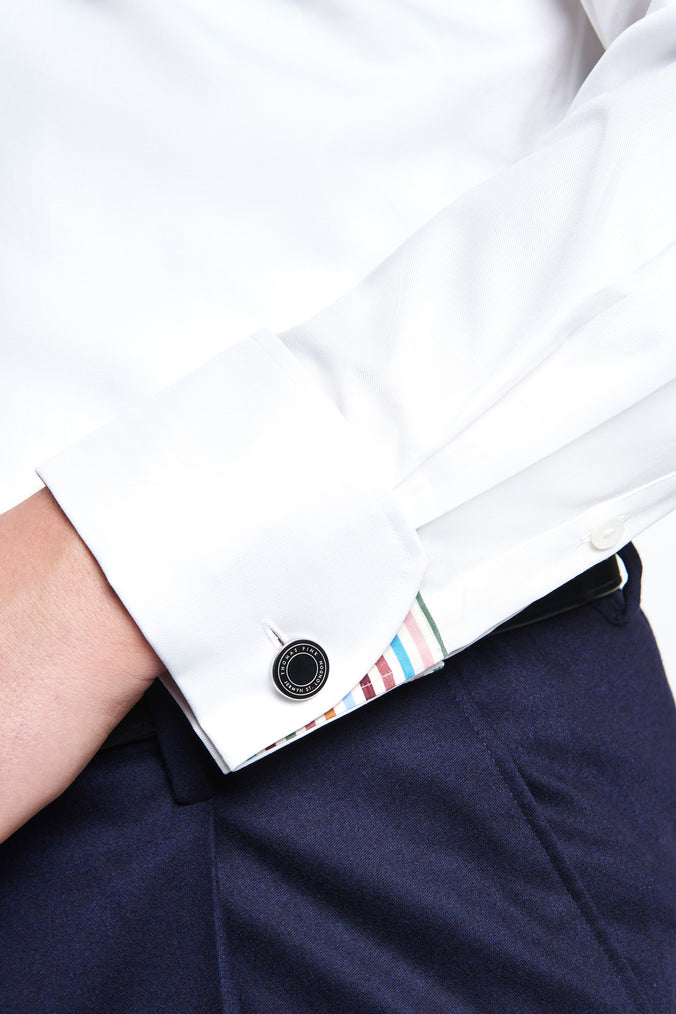 White Tailored Fit Plain Formal Shirt with Stripe