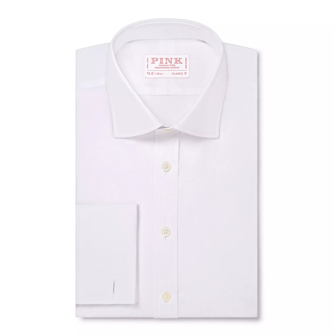 White Classic Fit Double Cuff Ramses Poplin Formal Shirt