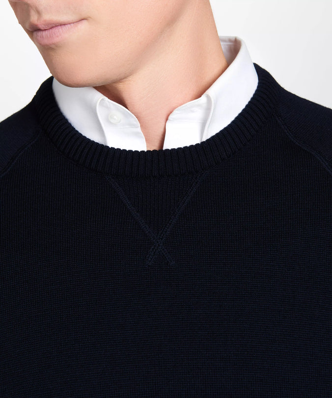 Navy Blue Knitted Crew Neck Sweatshirt
