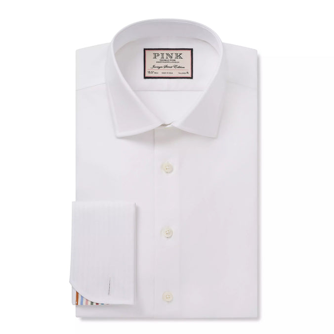 White Tailored Fit Plain Formal Shirt with Stripe