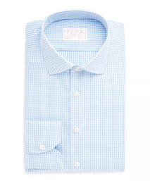 Pale Blue & White Classic Fit Essential Gingham Formal Shirt