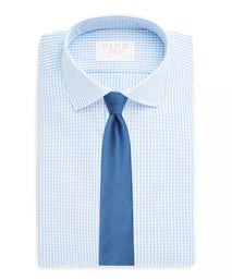 Pale Blue & White Classic Fit Gingham Formal Shirt