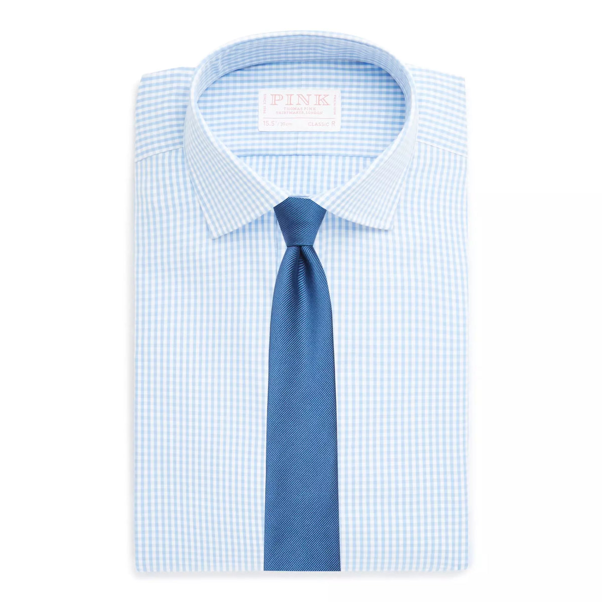 Pale Blue & White Classic Fit Gingham Formal Shirt