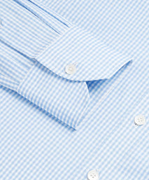 Pale Blue & White Classic Fit Gingham Formal Shirt