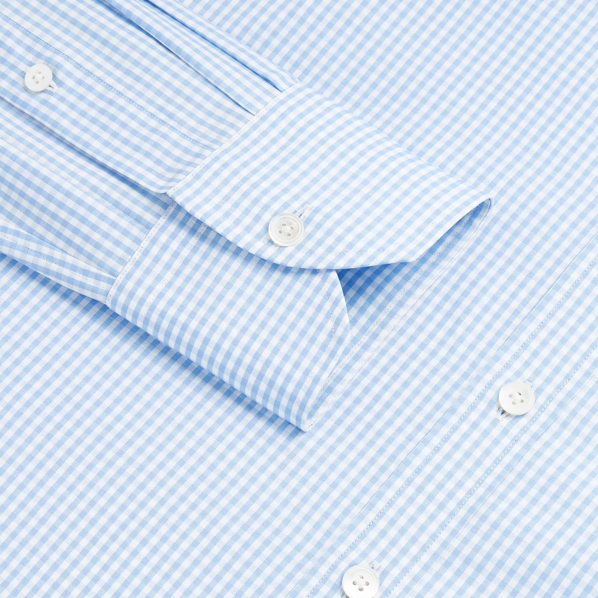Pale Blue & White Classic Fit Gingham Formal Shirt