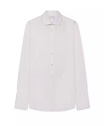 White Slim Fit Double Cuff Pleat Front Poplin Evening Shirt