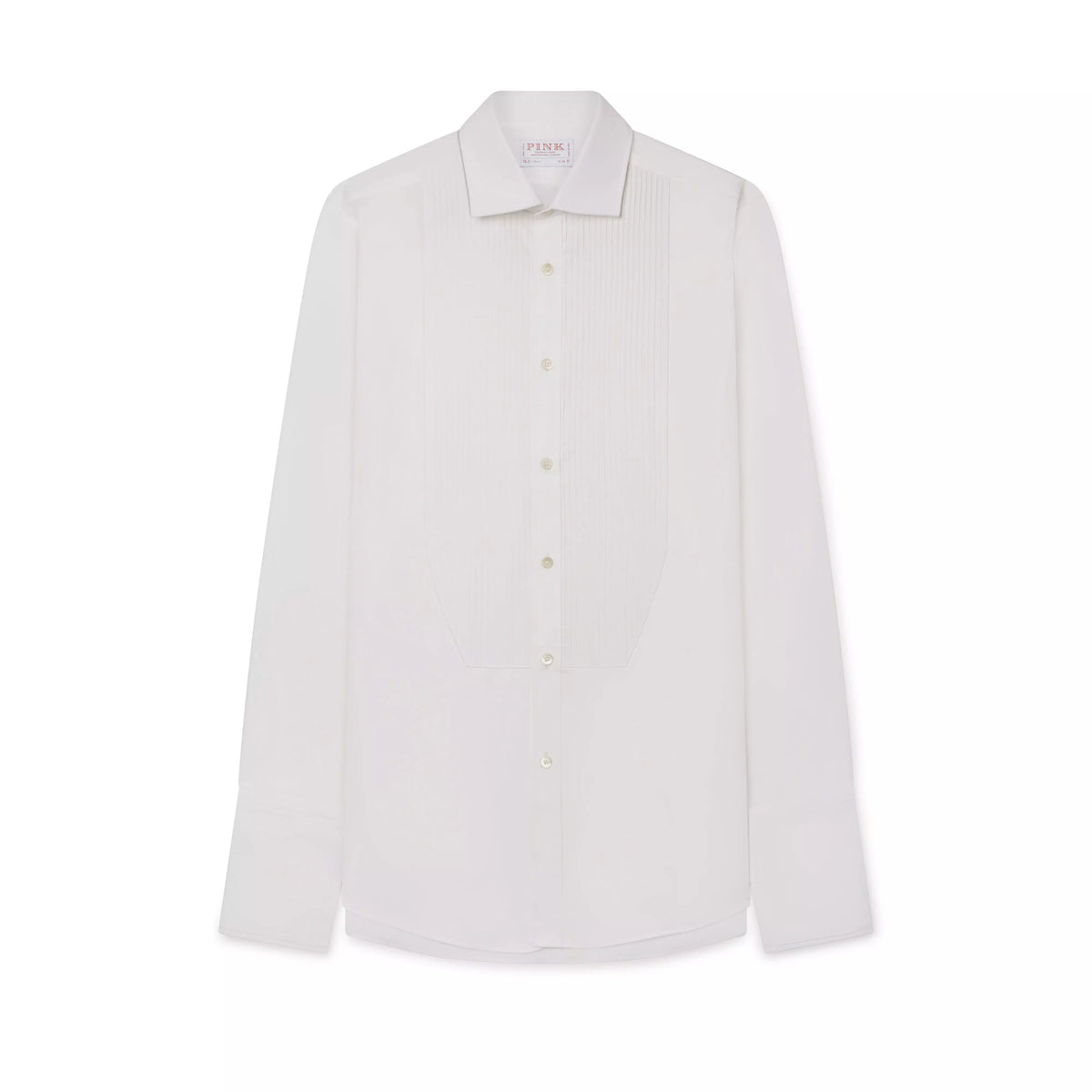 White Slim Fit Double Cuff Pleat Front Poplin Evening Shirt