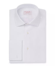 White Classic Fit Double Cuff Marcella Twill Evening Shirt