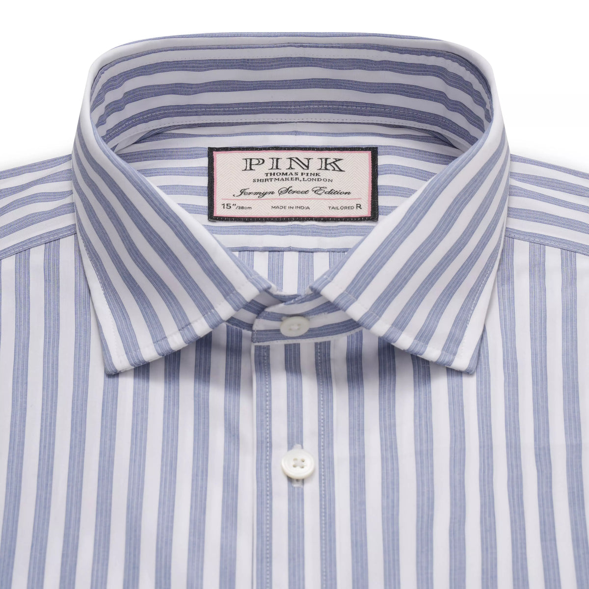Deep Blue & White Tailored Fit Pillar Stripe Formal Shirt