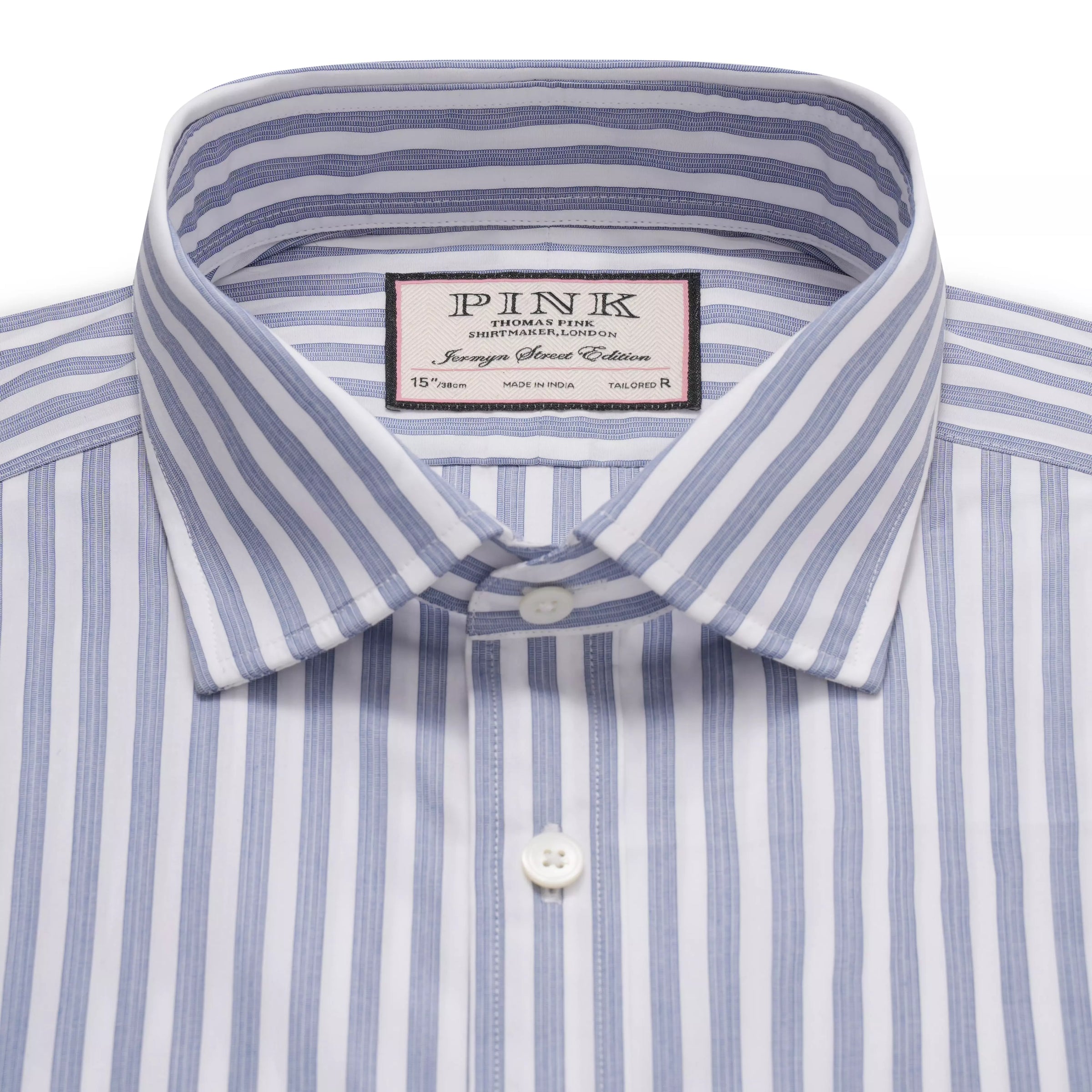 Deep Blue & White Tailored Fit Pillar Stripe Formal Shirt