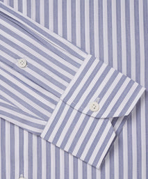 Deep Blue & White Tailored Fit Pillar Stripe Formal Shirt