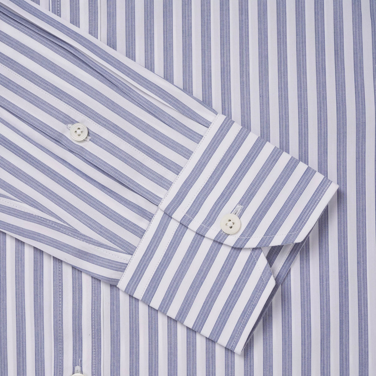 Deep Blue & White Tailored Fit Pillar Stripe Formal Shirt