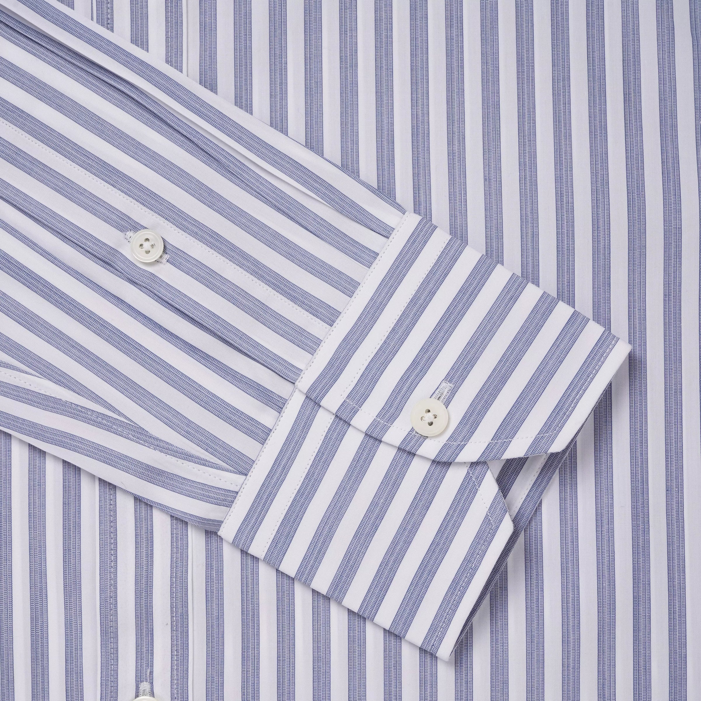 Deep Blue & White Tailored Fit Pillar Stripe Formal Shirt