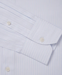 Pale Blue & White Tailored Fit Dobby Satin Stripe Formal Shirt