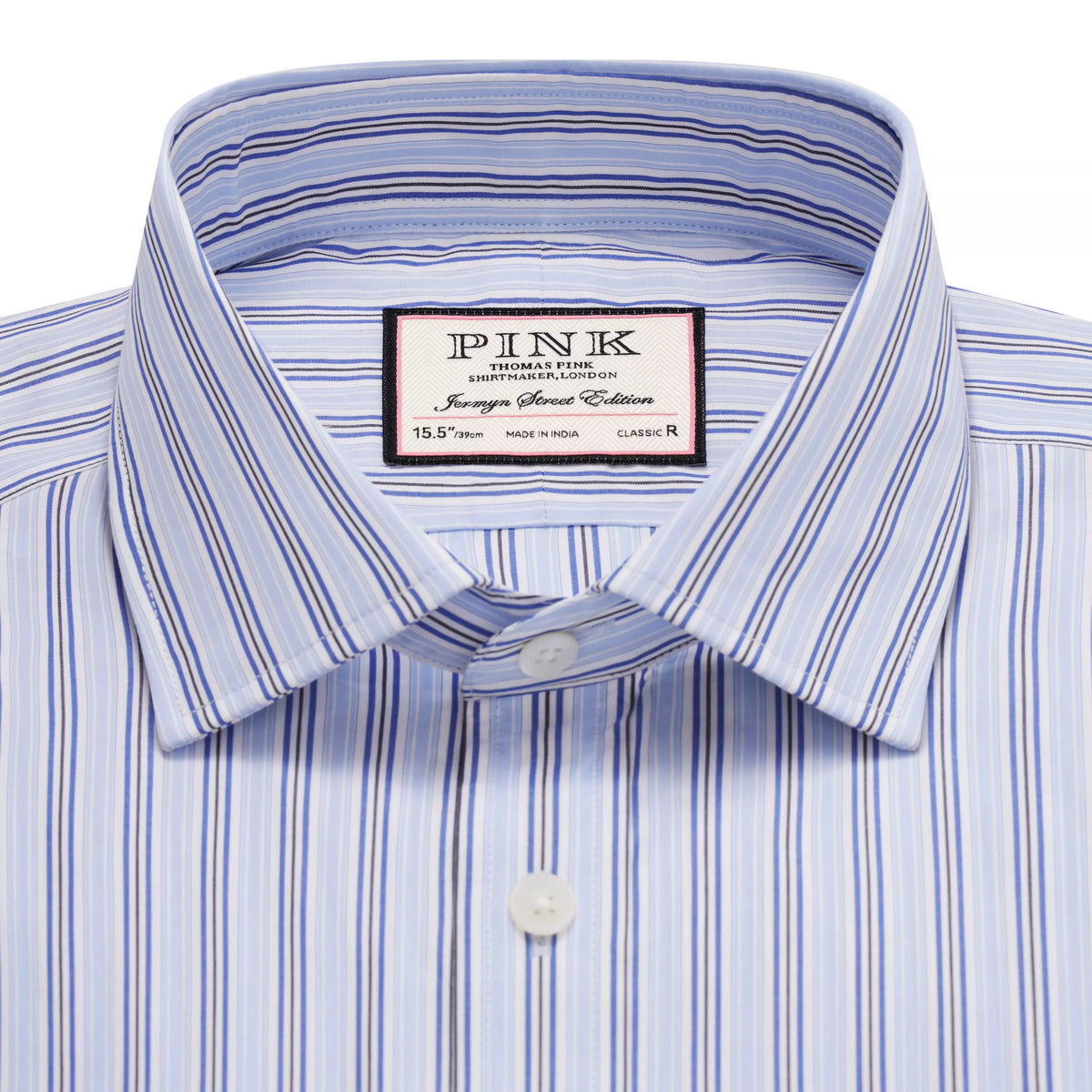 Pale Blue & White Classic Fit Double Cuff Berkeley Stripe Formal Shirt