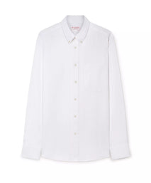 White Tailored Fit Smart Casual Button Down Collar Linen Tonal Stripe Shirt