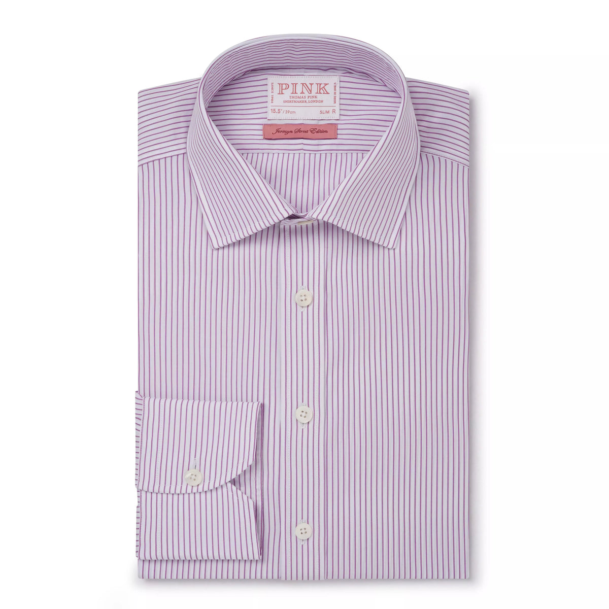 White & Pink Slim Fit Stripe Formal Shirt